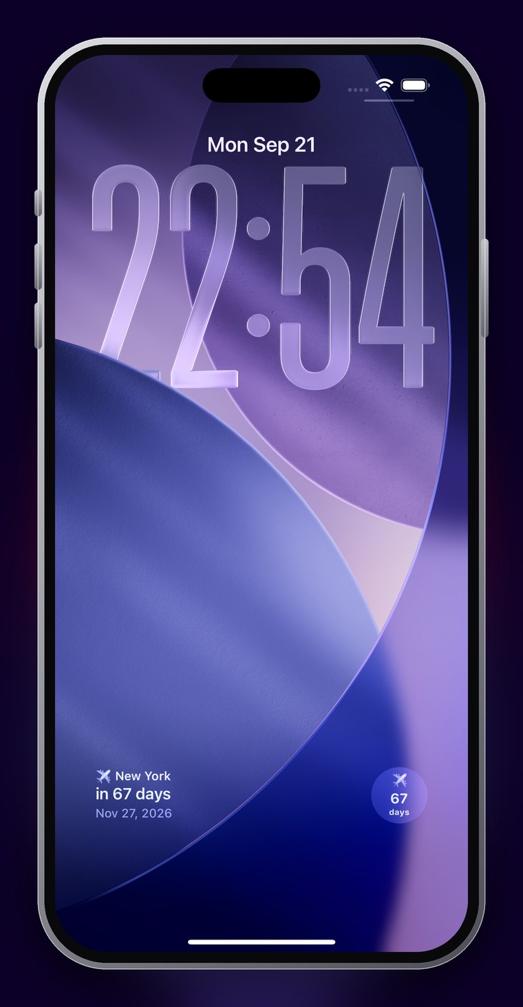 DAYS Lock Screen widgets — a rectangular and a circular countdown widget.